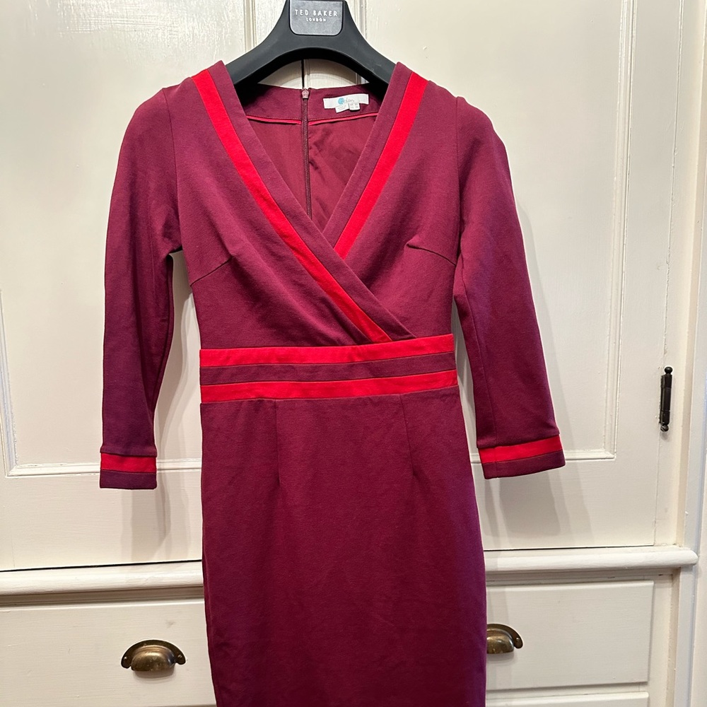 Boden Nellie Ponte Sheath Dress in Mulled Wine